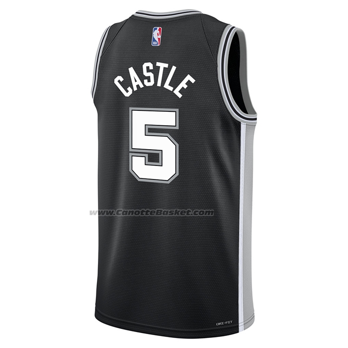 Maglia Bambino San Antonio Spurs Stephon Castle No 5 Icon 2025-26 Nero